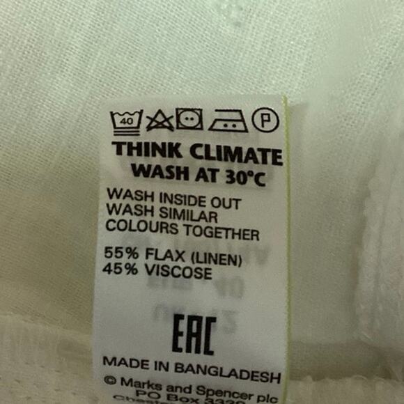 Mark’s & Spencer White Linen Blend Drawstring Waist Straight Pencil Skirt Sz 10 - Picture 6 of 6